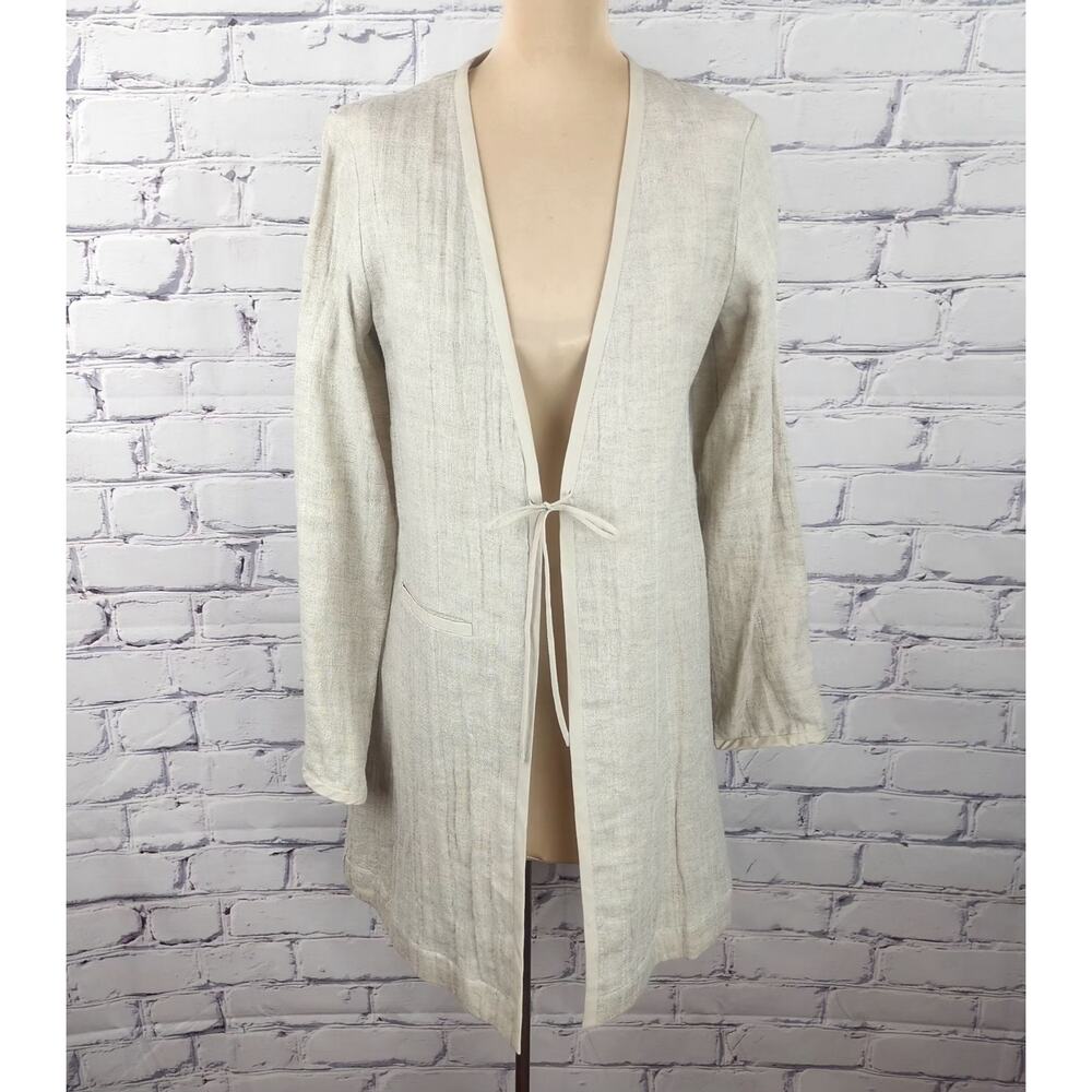 Eileen Fisher Cardigan Womens XS Cotton Linen Tie Front Lightweight corpcore